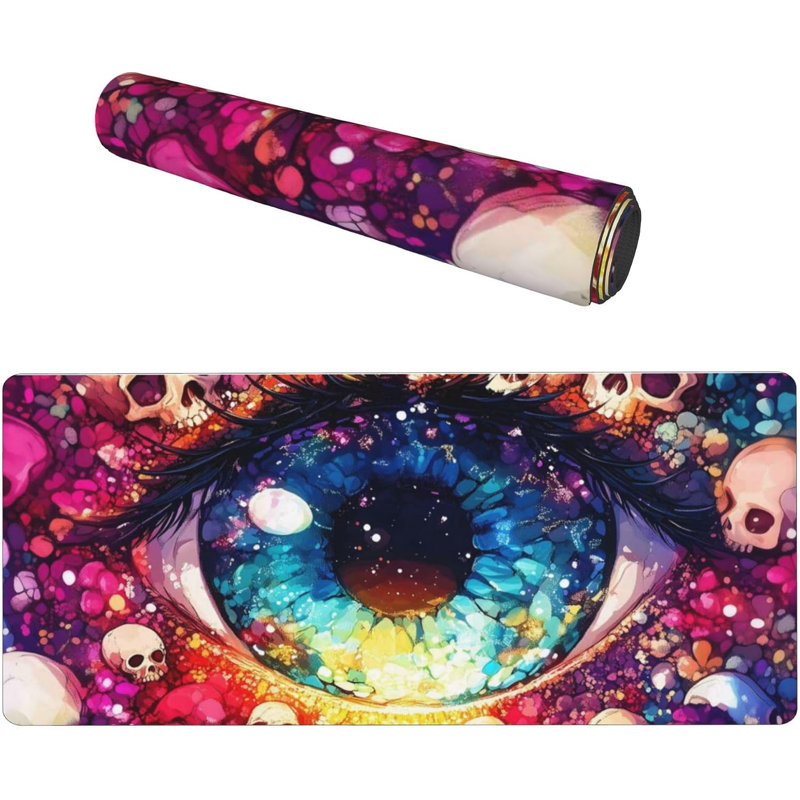 Tapis de souris Yeux Crâne, tapis de bureau étendu, décor de bureau pour les fêtes, 30 x 70 cm