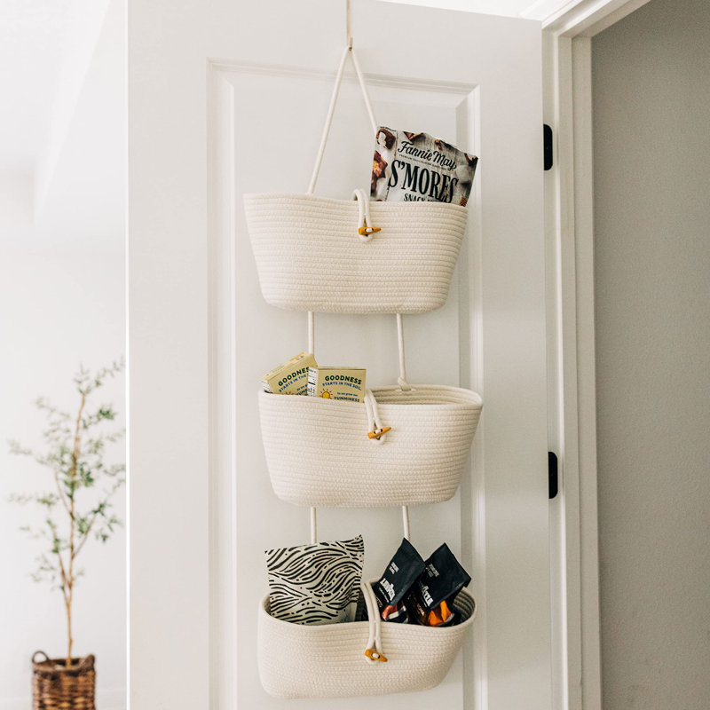 Panier en tissu à 3 niveaux, Blanc cassé complet