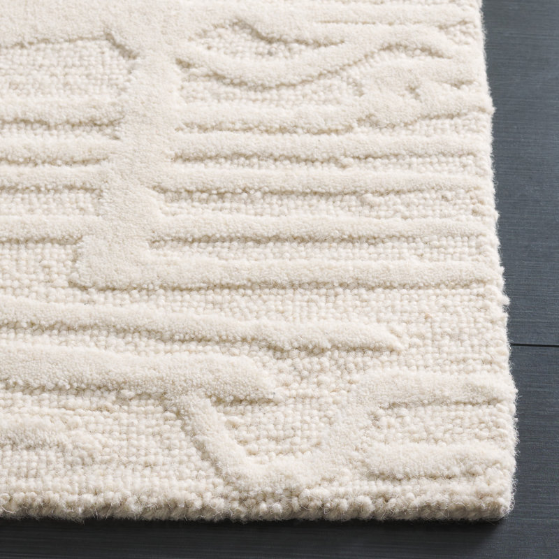 Shynel Ebony Hand Tufted Wool Pile Solid Color Rug, Rectangle 5' x 8'