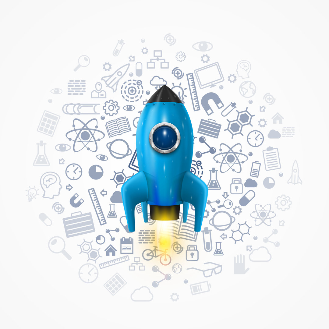 Space Rocket Launch - Wrapped Canvas Print