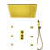 Fontana Gold Finish Square Multi-Color LED Rain Shower System with Ceiling Mount and Body Jets