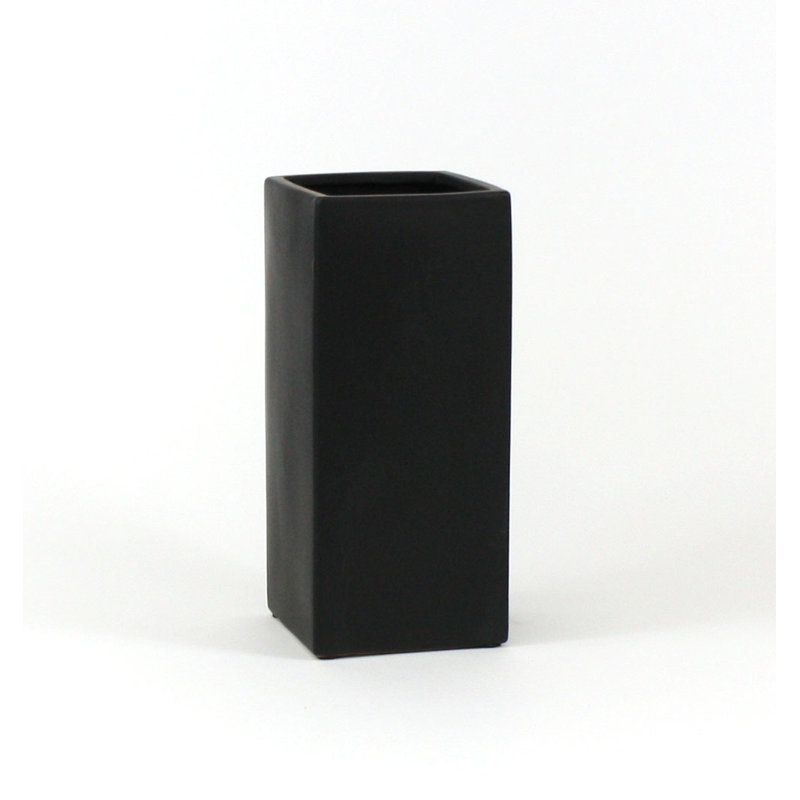 Vase de table en céramique carrée, Noir, H 12 po x l 5 po x P 5 po
