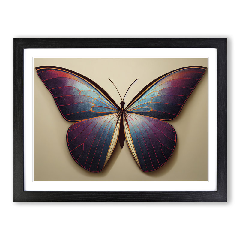Otherworldly Butterfly - Single Picture Frame Print, 34cm H x 46cm W x 2cm D, Black