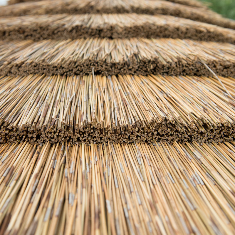 4.5 x 4m Solid Wood Gazebo, Country Thatch/Green Roof Lining