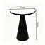 Table de bout ronde moderne, table d'appoint à plateau en marbre blanc avec base sculpturale en métal noir conique, table d'appoint minimaliste pour le salon de la chambre à coucher