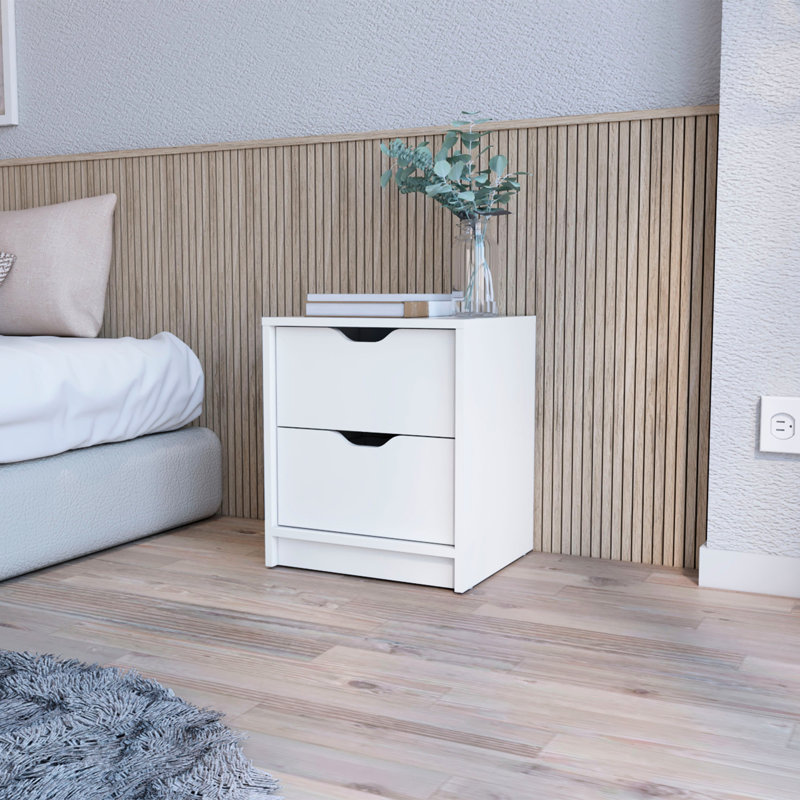 Chambre à coucher 2 - Table de chevet blanche - Améliore la gestion du rangement et offre amplement d'espace pour les objets personnels