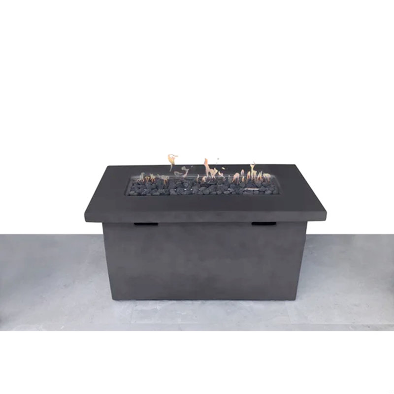 25" H X 42" W Fiber Reinforced Concrete Propane Outdoor Fire Pit Table, Charcoal