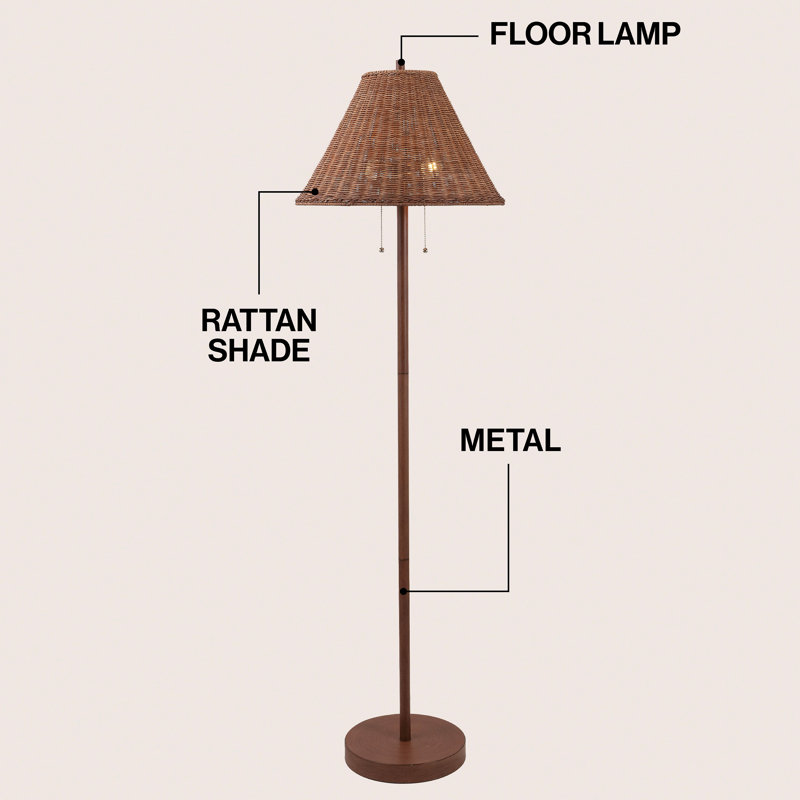 Lampe sur pied igby, Bois brun foncé