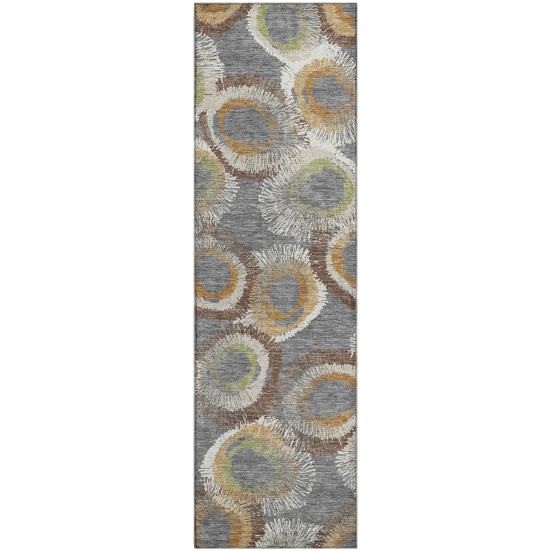 Tapis géométrique de qualité supérieure lavable à la machine Mayfield AMF2278, Gris, Tapis de couloir 2 pi 3 po x 7 pi 6 po