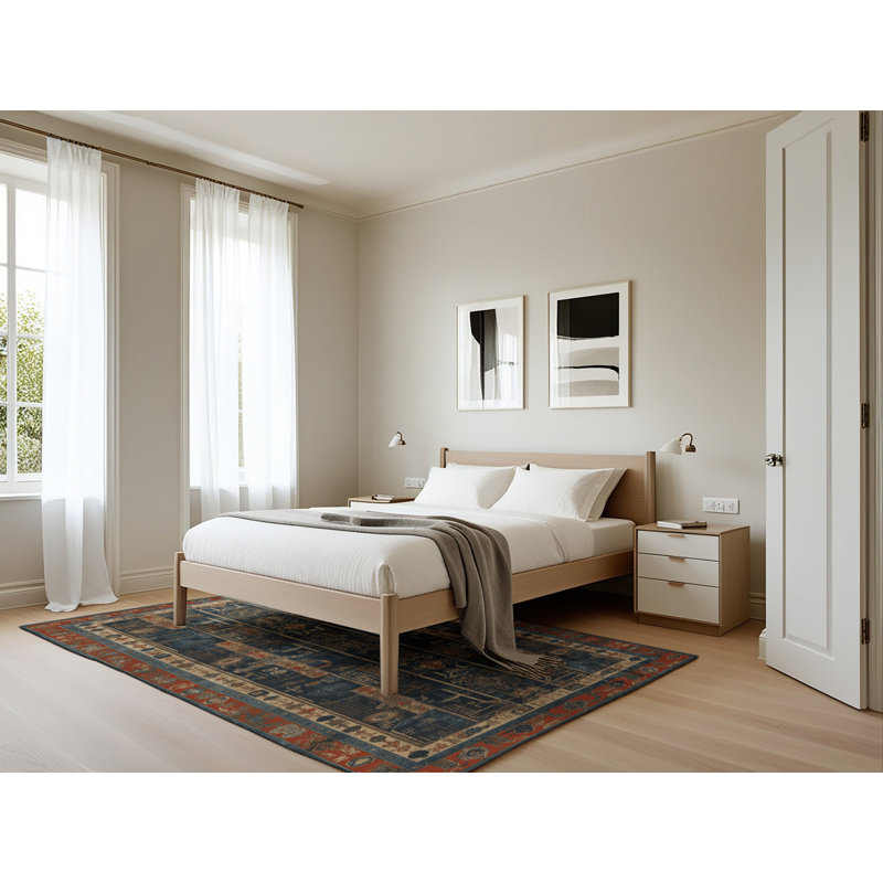 Tapis art déco brun lavable à la machine, Rectangle 5 pi x 7 pi