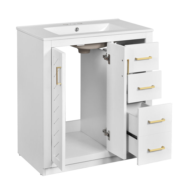 Meuble-lavabo 30 po avec lavabo en céramique, Blanc
