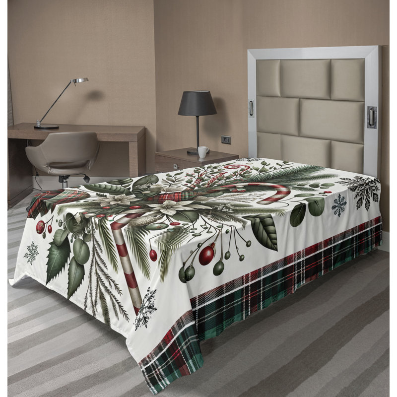 Drap plat moderne de style bohème Ambesonne, Drap plat pour lit simple, Carreauté vermillon / vert beige