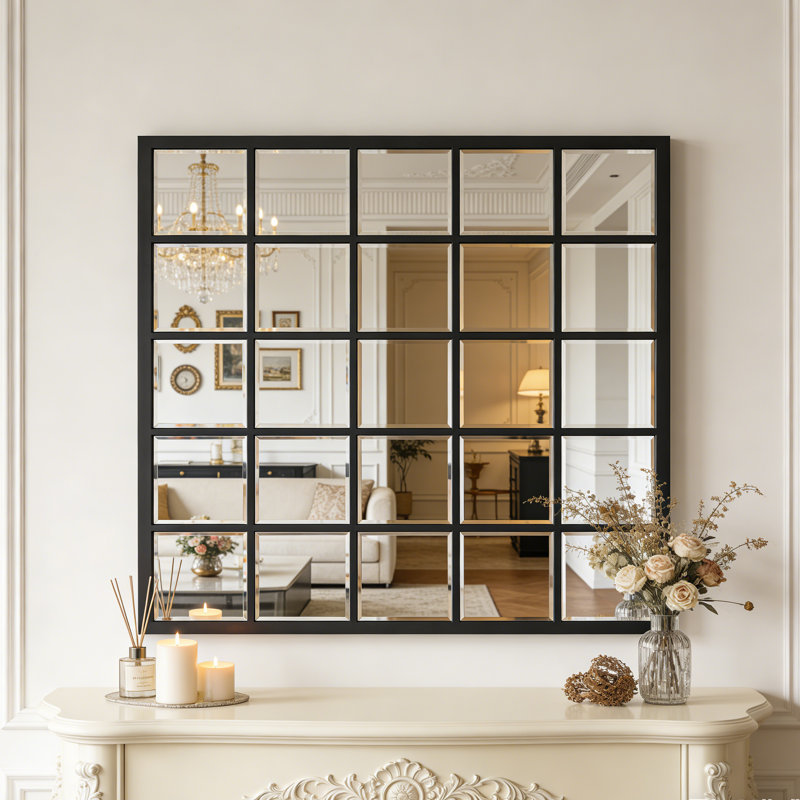 Cadre de fenêtre mural en bois Athreya 70CM, Noir