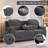 3 Piece  Soft Microfiber Manual  Reclining Sofa Set, Drop Down Table, Cupholder Console, Living Room Set-162882272