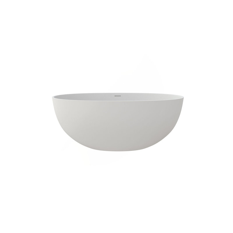 55" Premium Solid Surface Deep Soaking Bathtub, Matte White