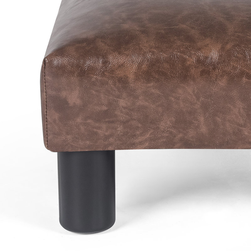 Small Foot Rest Stool Ottoman, Leather Footrest Square Footstool With Non-Skid Plastic Legs, For Chair, Under Desk, Office, Living Room, (Brown)