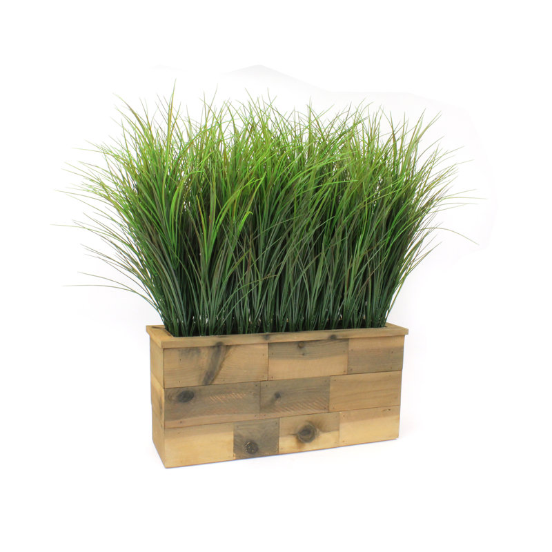 31'' Faux Foliage Grass in Wood Planter