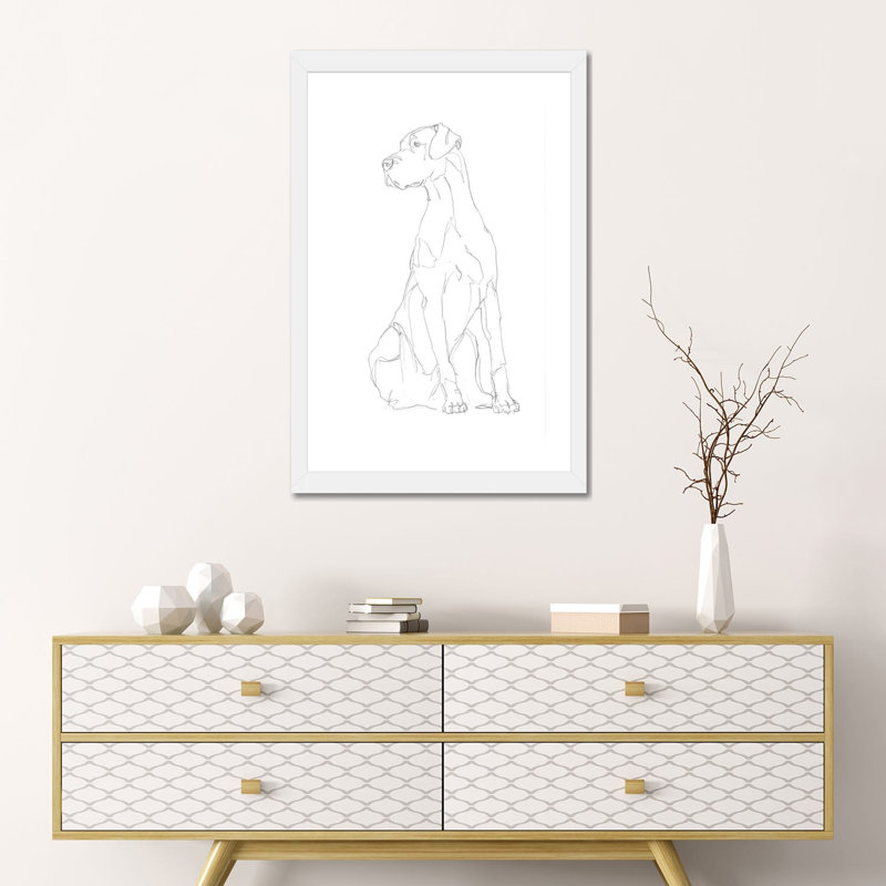 «Dog Contour II» par Ethan Harper - reproduction d'art, H 24 po x l 16 po x P 1 po, Papier encadré blanc, Blanc