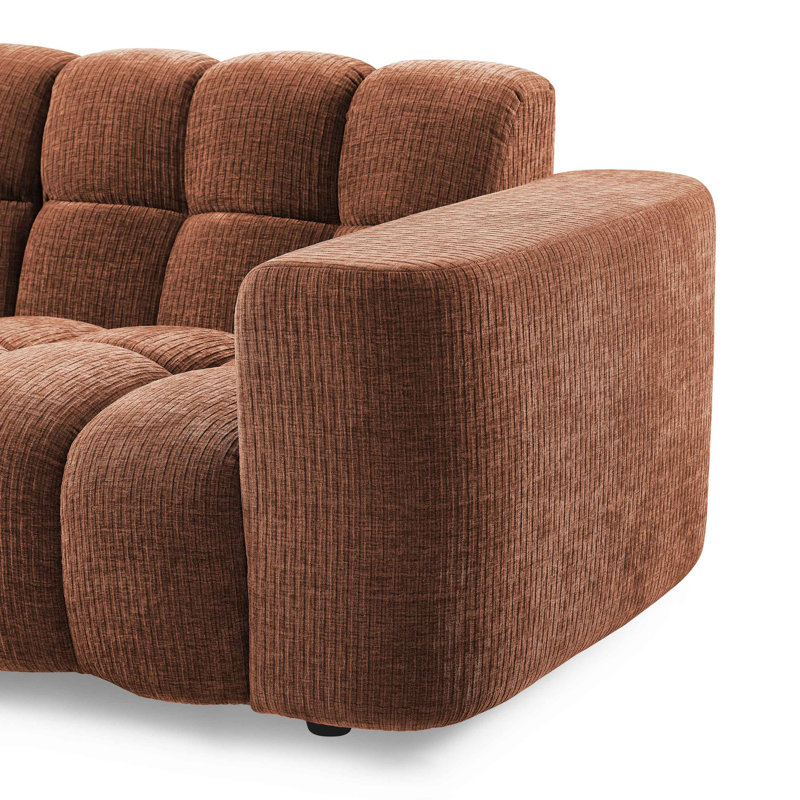 Jacobi Minimore Modern Style 142.5" W Marigold L Shape Type2 6S Sofa, Rust Chenille