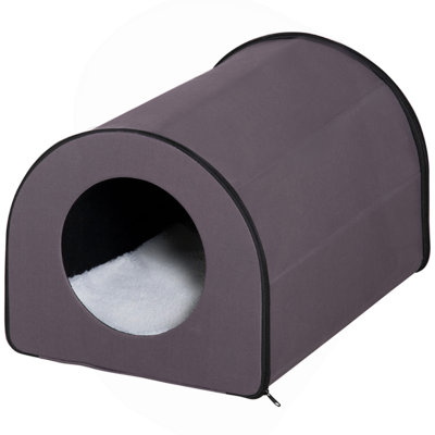 Dome Heated Cat House Portable And Waterproof Pet Shelter For Kitty In Winter, Brown