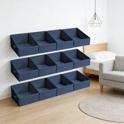 Collapsible Fabric Storage Bins 12 Pack - Sturdy Shelf Organizer Baskets With Handles For Closet, Bedroom, And Living Room Organization Of Clothes, Toys, Books, And Towels