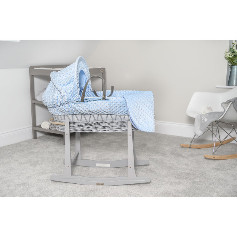 Dimple Wicker Moses Basket, Blue