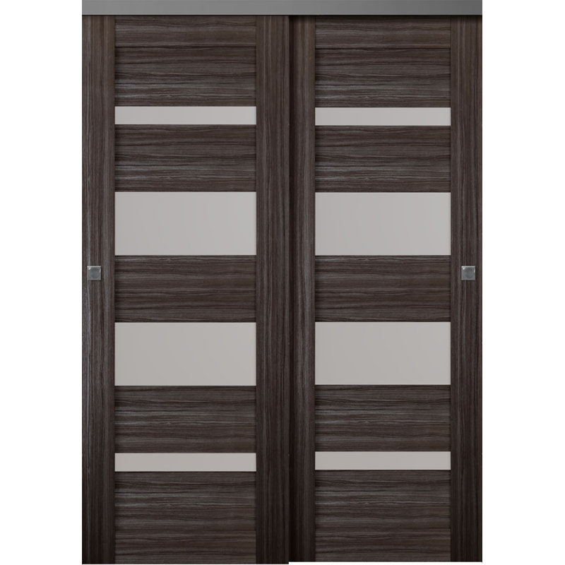 Porte de placard coulissante à panneaux en bois préfini Mirella, 35,50 po x 79,38 po, Chêne