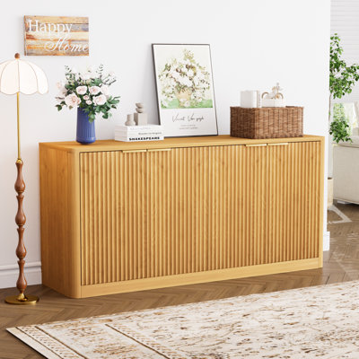 Buffet 67 po à 4 portes avec rangement pour cuisine, salon, naturel