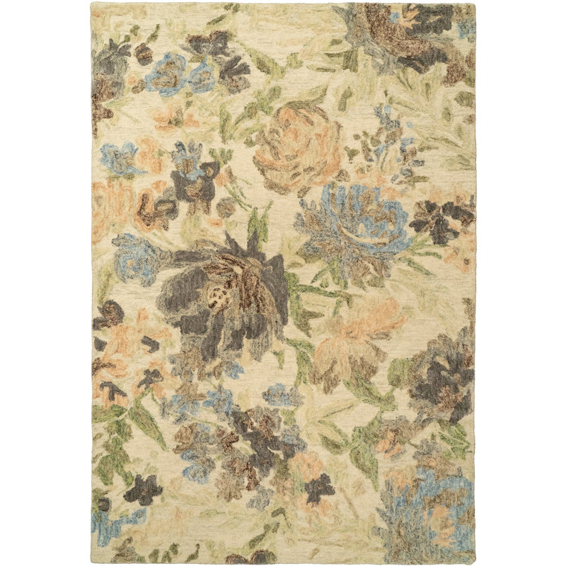 Hand Tufted Wool Floral Rug, Rectangle 8' x 10'
