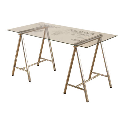 Adara Glass Top Metal Base Writing Desk
