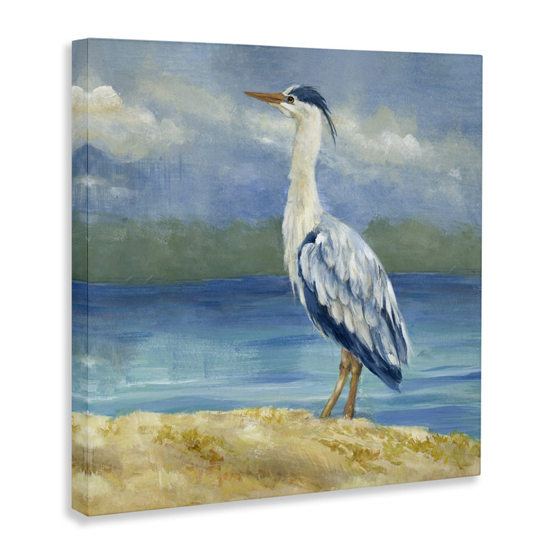 «Heron on Cloudy Beach» par Lanie Loreth, H 24 po x l 24 po