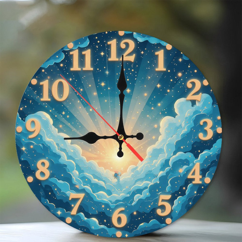 Clock Numbers In Clouds With Sunrise