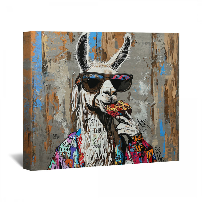Décoration murale toile de lama - animaux, décoration murale, H 11 po x l 14 po