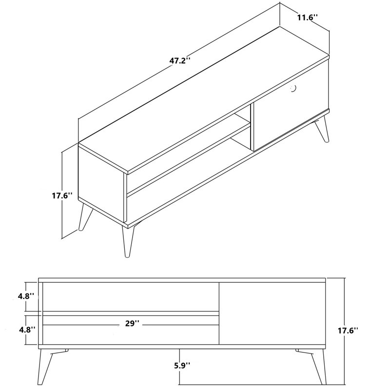 Meuble télé pour téléviseur de 40 po ou moins Jaseena, Brun, 47.20"