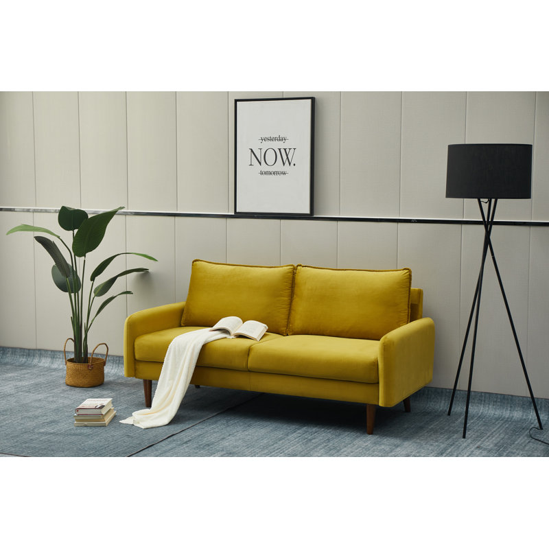 Emteas 69'' Velvet Sofa, Goldenrod Velvet