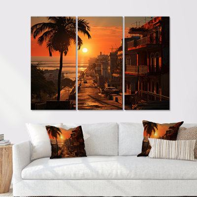 Ensemble de salon Havana Sunset Panorama II - Cuba Wall Art