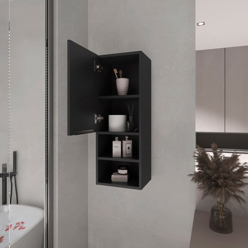 Milwaukee Medicine Cabinet, Two Shelves, Single Door Cabinet, Two Interior Shelves, Black