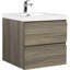 Meuble-lavabo suspendu gris cendré de 24 po avec lavabo en résine, fixé au mur, 2 tiroirs, structure robuste, tiroirs à ouverture silencieuse, fonctionnel et élégant, durable.