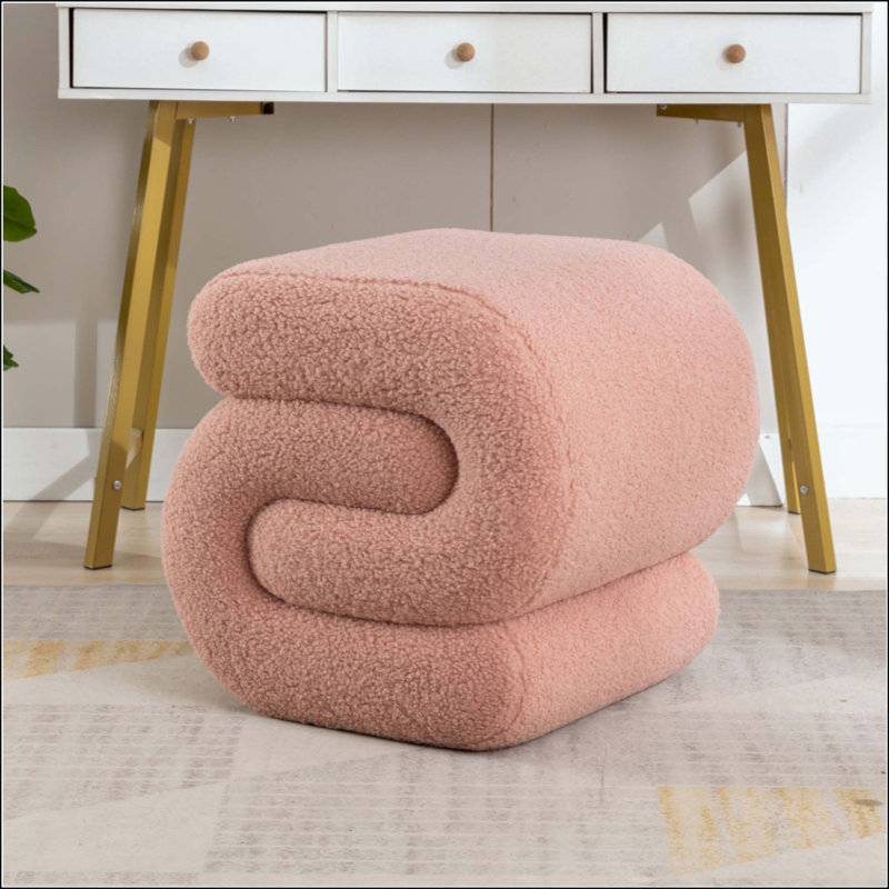 Tabouret de maquillage avec repose-pieds Teddy, Teddy, Pink