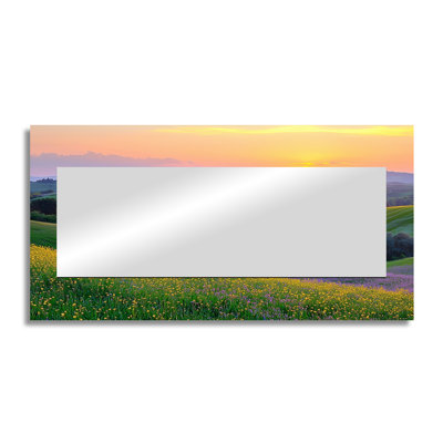 Countryside Rolling Hills At Golden Hour II - Country Mirror For Wall Art Decor - Printed On Metal