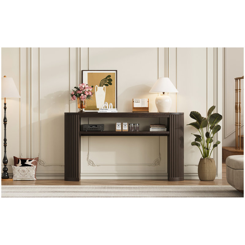 Console rustique avec pieds cannelés Trexm, Espresso