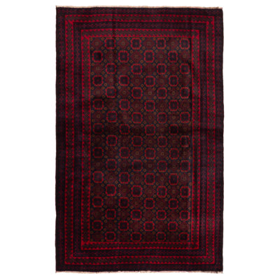 Teimani Navy, Red Rug 4'0" x 6'6"