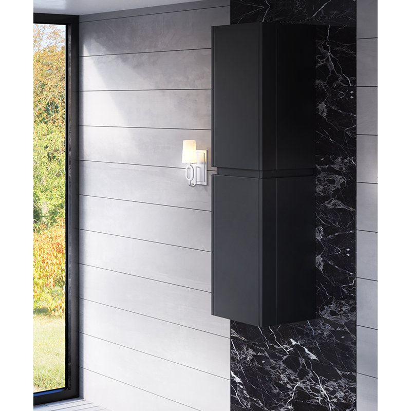 Rouillard Solid Wood Linen Cabinet, Black
