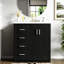 Meuble-lavabo de 30 po avec lavabo en céramique - bois massif et 3 tiroirs Concept de rangement créatif-954814670