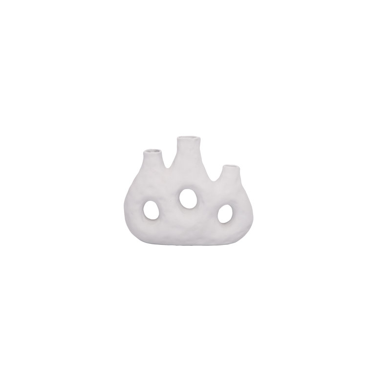Ceramic Vase White, 7.75" H x 9.25" W x 2.75" D