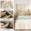 Structure de lit simple tapissier avec tête de lit réglable, 2 tiroirs, beige-1070328567