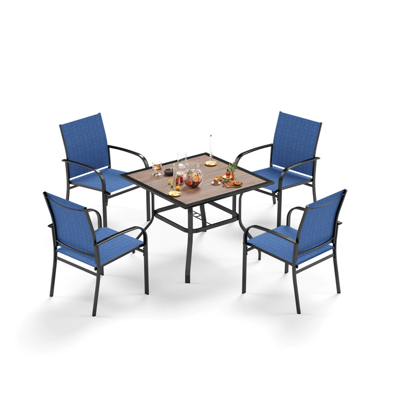 4 - Person Patio Dining Set with, Blue