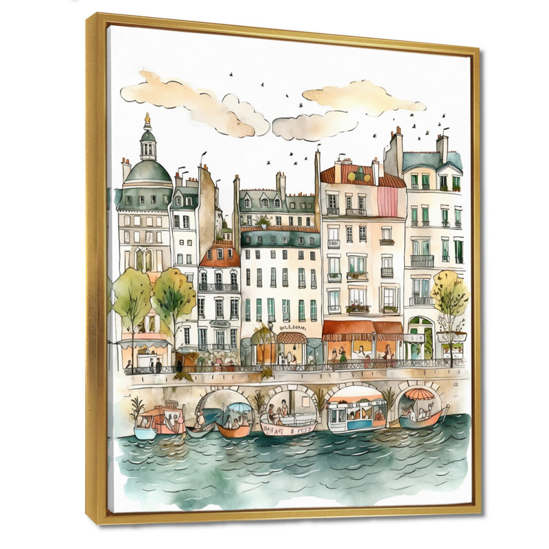 Altider - City Paris Wall Art Living Room, Cadre flottant doré, H 32 po x l 24 po