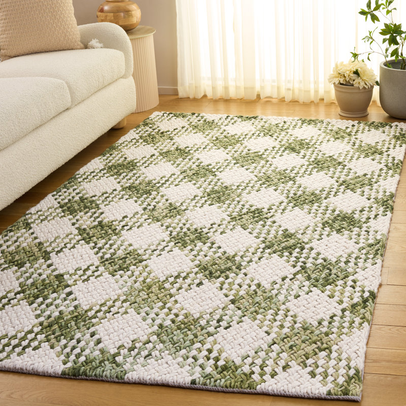 Natural Fiber Couture Handwoven Wool;Cotton Plaid Indoor Rug, Rectangle 8' x 10'