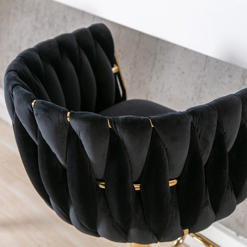 Tabouret de bar pivotant à hauteur réglable avec repose-pieds, Noir, Taille du paquet: 2